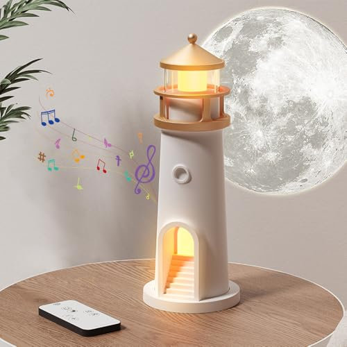 YANGUN Moon Projection Lighthouses Lamp, Lighthouses Night Light, Moonlight Lamp Lighthouse, Lighthouses Ornaments Bedroom Decorations for Home Bedroom, Living Room (Remote Control)