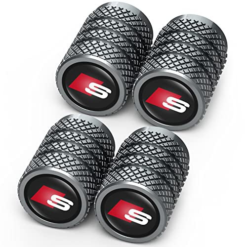 Legierung Auto Ventilkappen für Audi S Line S1 S2 S3 S4 S5 S6 S7 S8 SQ2 SQ5 SQ7 SQ8,4pcs Ventilkappen Auto Reifen Ventilkappe, Auto Reifen Luftabdeckungen Staubkappen, schwarz