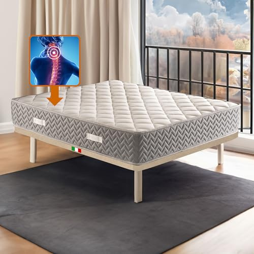 Comfy Line Matratze für Doppelbett, 180 x 200 cm, New Air Memory, orthopädisch, Höhe 24 cm, halbfest, Matratze gegen Rückenschmerzen, antiallergisch und milbendicht, Modell Elisir H24
