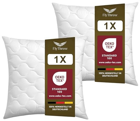 Fly Throw Kopfkissen 80x80 2er Set Mikrofaser-Kissen 80x80 1000 g Füllung mit Virgin- Faserfüllung,mit Reisverschloss, Waschbar Flauschiges,gut gefülltes bettkissen für Allergiker geeignet