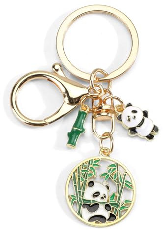 Panda Schlüsselanhänger Panda Bear Schlüsselanhänger Panda Geschenk für Bären Liebhaber (gold)