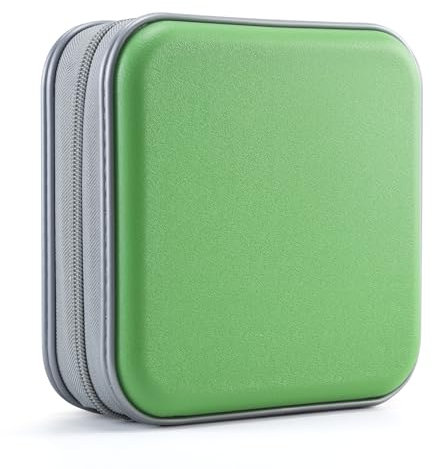 UENTIP CD-Hülle mit 48 Kapazitäten, tragbare DVD-Hülle aus Hartplastik, CD-Organizer, Brieftasche, schützende DVD-Aufbewahrung (grün, 48)