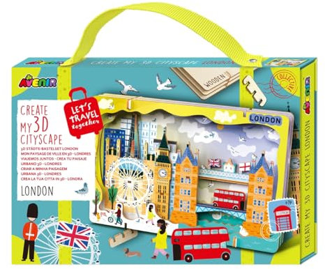 Avenir 6305075 3D Städte-Bastelset, London, Stadt Miniaturpuzzle, DIY Holzpuzzle, Deko-Geschenk für Erwachsene und Kinder ab 6 Jahren