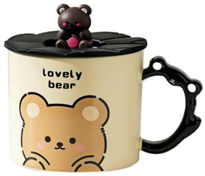 HUMOCHUSON Quy Cup Mug Tazza Da Caffè Con Latte In Ceramica Da 360 Ml A Forma Di Orsetto Marrone