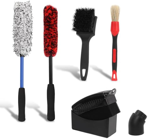 6 Pcs Gachiwar Car Wheel Cleaning Brush Kit, Tyre Detailing Cleaner, Caravan Alloy Wheel Brush, Van Wheel Washing Cleaning Brushes Car Tyre Care Washing Accessories