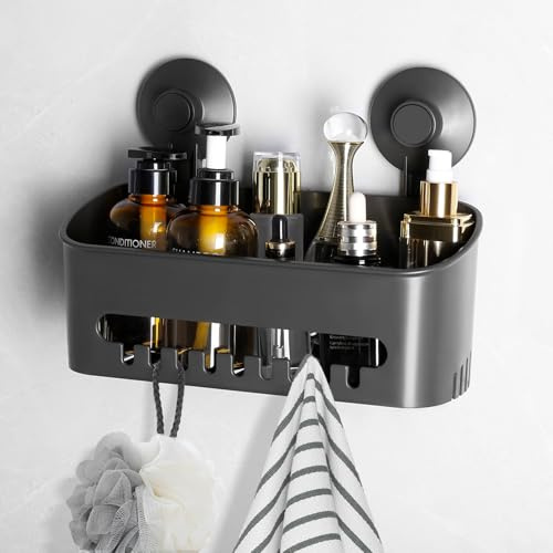 ilikable Duschablage mit starke Saughaken, Duschkorb Ohne Bohren, starke Saughaken Dusch Aufbewahrung für Badezimmer Dusche Bad Shampoo, Max.Belastbarkeit 20KG