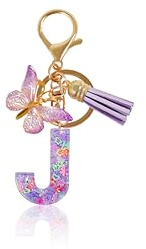 Macamolly Schlüsselanhänger Buchstabe A – Personalisierte Geschenke für Mädchen: Anfangsbuchstaben-Schlüsselbund mit Schmetterling als Geschenk für Teenager-Mädchen, Kinder, Frauen