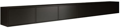 Selsey TV Lowboard Hängend Schwarz 300 cm Minimalistisches Design mit Push-to-Open 16 mm Laminierte Spanplatten 6 Klappen Platzsparend Ideal für Wohnzimmer Matte Oberfläche Made in Europa