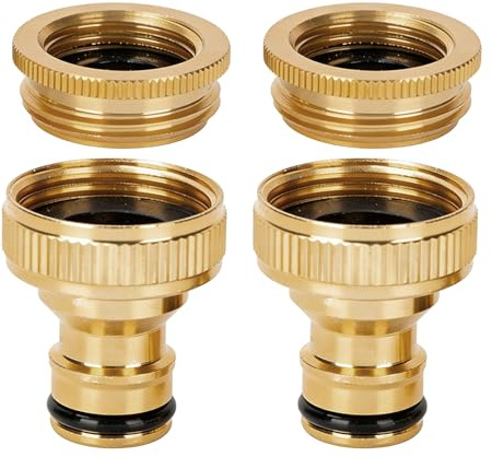 Lot de 2 raccords de tuyau d'arrosage en laiton - Raccord rapide en laiton générique pour robinet d'eau de jardin, cuisine, camping-car, machine à laver, lavage de voiture et irrigation