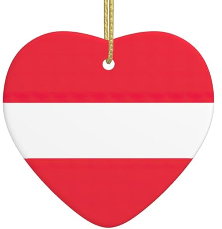 Weihnachtsschmuck mit österreichischer Flagge, Ornament für Weihnachtsbaum, Keramikherz, Andenken, Weihnachtsdekoration