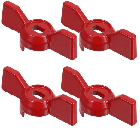 Manija de Válvula de Bola Tipo Ala 4 Piezas Rojo 8x6 MM | Aleación de Aluminio, Apertura 8x6 Mm, Instalación Rápida y Desmontaje Sencillo, para Control Exterior