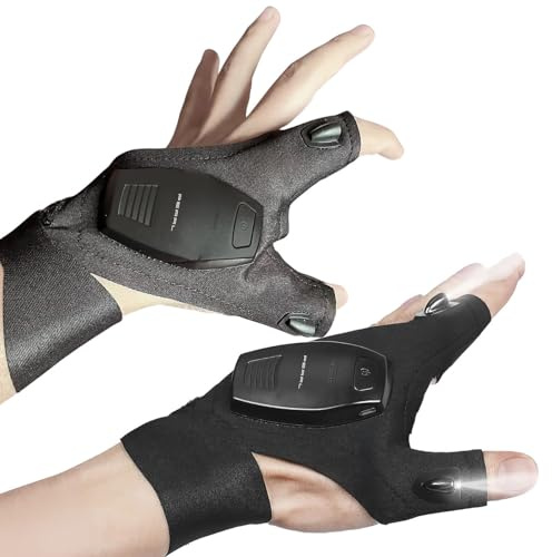PEARL LED Handschuh aufladbar: 1 Paar Handschuhe mit Akku-LED-Licht, wiederaufladbar, Einheitsgröße (mit Beleuchtung, Angelhandschuhe, Kfz)