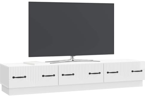vidaXL TV-Schränk Hochglanz Weiß 147 x 34,5 x 27 cm Holzwerkstoff, Moderner Wohnraum, rechteckiges Design, viel Stauraum, schicke Mediamöbel, Platz für Deine Technik