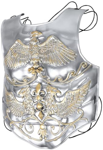 Supvox Mittelalterliche mit Realistischem Design Brustpanzer Römische aus Kunststoff Leicht und Pflegeleicht in Silber für Professionelle Auftritte und Sammlerausstellungen
