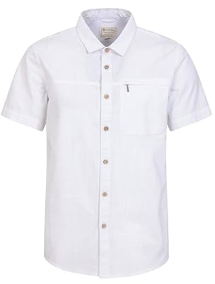 Mountain Warehouse Coconut Slub Texture Short-Sleeved Shirt - Lightweight Cotton Tee with Pocket, Casual Wear - Spring Summer, Holidays & Travelling Off White (Slub Texture) XL
