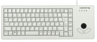 CHERRY G84-5400 XS, Kompakte Tastatur mit Trackball, Deutsch QWERTZ, Grau | Kabelgebunden (USB-A Anschluss), Plug & Play, 2 Maustasten, Keine Extra Maus Nötig, Mechanische CHERRY ML Switches, Robust