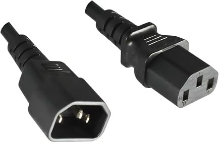DINIC Kaltgerätekabel C13 Stecker auf C14 Buchse, Kaltgeräte-Verlängerung mit VDE (schwarz, 3,00m)