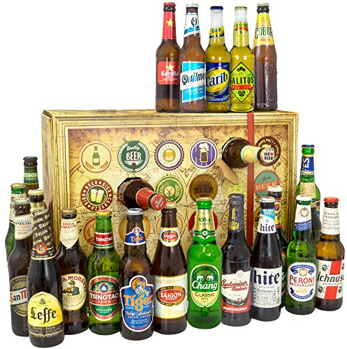Bier Adventskalender Welt - tolles Geschenk für Männer - Adventskalender 2024 2025 - mit 24 Biersorten in FLASCHEN - Bier Adventskalender International - Weihnachtsgeschenke Bier für Männer