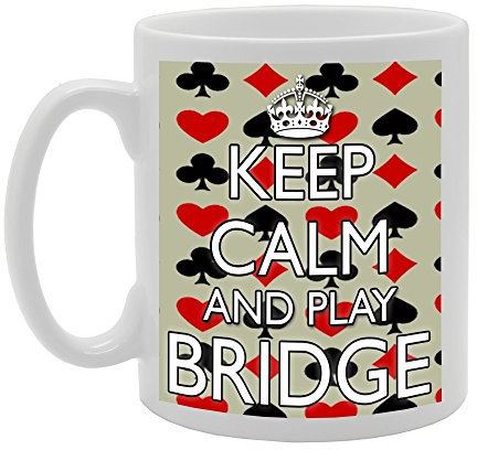 Coralgraph Inc MG552 Keep Calm and Play Bridge Novelty Gift Printed Tea Coffee Ceramic Mug