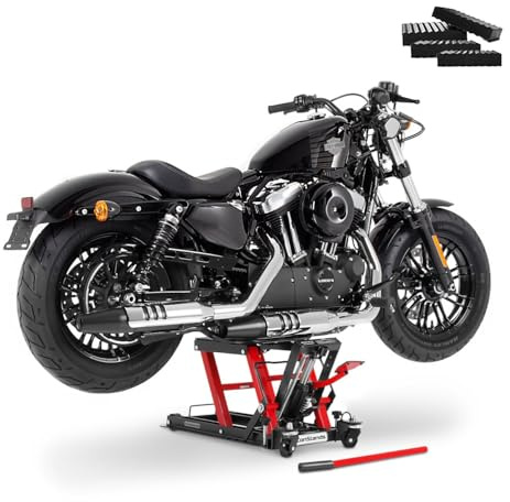 Motorrad Hebebühne Scherenheber Hydraulik-Lift ConStands L schwarz-rot inkl. 4 Distanzstücke