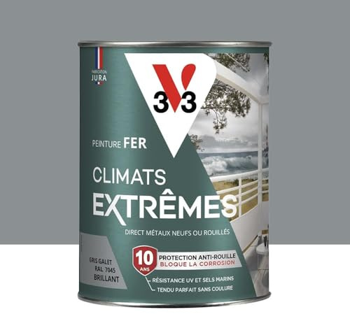 Peinture Fer Climats Extrêmes Brillant Gris Galet 0,25 L