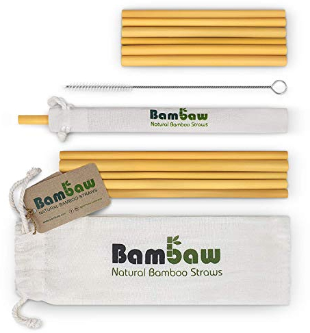 Bambus Strohhalme | 6 x 13 cm + 6 x 22 cm | 12er-Pack | Wiederverwendbare Trinkhalme | Biologisch abbaubare Strohhalme | Strohhalme Ohne Plastik | Reinigungsbürste Für Trinkhalme | Bambaw
