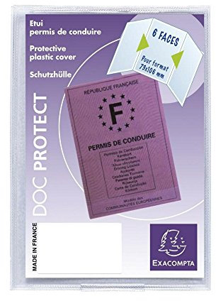 Exacompta : Etui de Protection 3 Volets Permis de Conduire Format 7.3 x 10.6cm