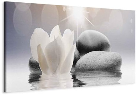 murando - Quadro Fiori Giglio 150x50 cm - 1 pezzo Stampa su Tela XXL Quadri Moderni Murale Moderno Grafica Decorazioni da Parete per il Soggiorno Floreale Pietre Beige Natura b-B-0268-b-a