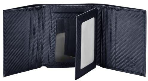 Stealth Mode Portefeuille RFID en Cuir à Trois Volets pour Homme avec Porte-Carte d'identité Rabattable, Fibre de Carbone, Taille Unique, Portefeuille à Trois Volets pour Homme