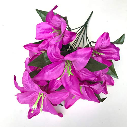 Best Artificial 45cm Stargazer Lillies 10 Head Flower Spray Bunch (Light Purple)