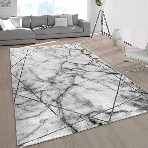 Paco Home Wohnzimmer-Teppiche Grau Gold Weich Marmor Optik Kurzflor mit vers. Designs, Grösse:120x170 cm, Farbe:Silber 3