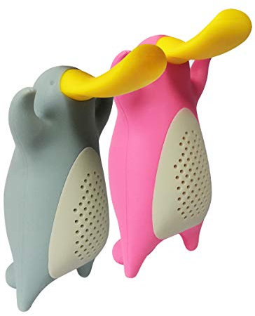 Niedliches Schnabeltier Teesieb, zweiteilig, grau und pink (3)