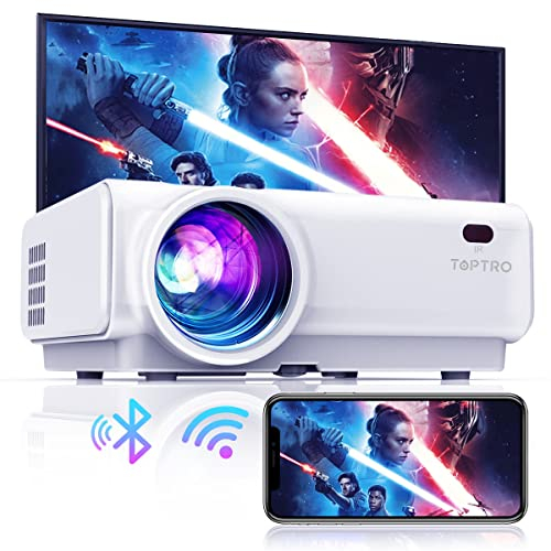 Portatile Proiettore Mini WiFi Bluetooth Proiettore, TOPTRO Videoproiettore 18000 Lumens 1080P Full HD Supporto, Funzione di Zoom, ±15° Correzione Trapezoidale,Compatibile con iOS/Android/TV Stick/PS5