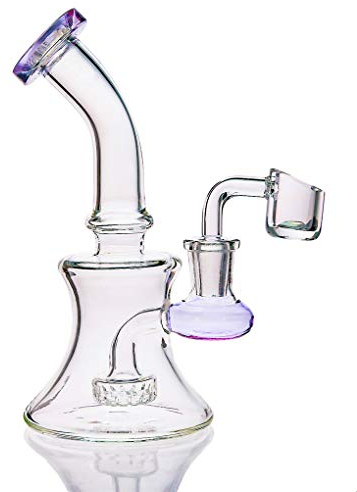 Aoheuo Mini tuyaux d'eau en verre de 15,2 cm pour recyclage, percolateur, bong en verre avec clou de 14 mm (violet)