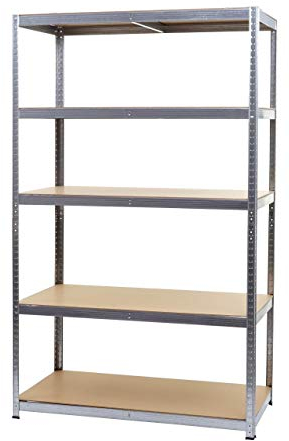 Mendler Schwerlastregal HWC-E33, Kellerregal Steckregal Lagerregal, 875kg Stahl 5 Böden - verzinkt 200x120x60cm