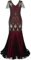 Feynman Damen 1920er Jahre Abendkleid V-Ausschnitt Pailletten Perlen Fransen Kleid, Retro Lange Glitzer Party Kleider Sexy Langarm Maxikleid Elegant Cocktailkleider Party Hochzeit