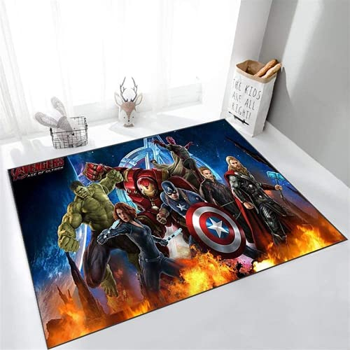 KIKCY Teppich The Avengers Marvel's Marvel Old Cartoon Wohnzimmer Spielzimmer Schlafzimmer Ball Baby Krabbeln (120 x 160 cm)