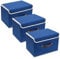 TYEERS Collapsible Storage Box with Lid, Fabric Storage Box for Clothes, Wardrobe Storage, 38x25x25 cm, Set of 3, Classic Blue