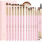 Docolor Lot de 15 pinceaux de maquillage pour les yeux et les ombres à paupières pour fard à paupières, sourcils, eye-liner, éblouissant, rose
