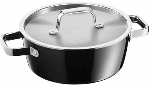 WMF Fusiontec Aromatic Grande marmite 22 cm Compatible induction 3,1 l Couvercle avec picots de condensation, céramique high-tech, empilable, résistant aux rayures, noir