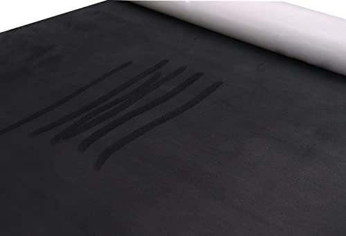 Panngu Mikrofaserstoff Selbstklebend Geeignet für Cockpit Interieur Stretch Dehnbar Folie, Premium Samtige Wildlederimitat für Schmuck-Schublade/Bodenfolie (Schwarz Grau 42cm x 150cm)
