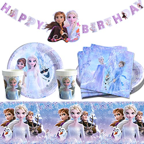 42 Pièces Anniversaire Vaisselle Kit, Thème Vaisselle, Articles de Fête, Comprend des Assiettes, des Tasses, des Serviettes, des Nappes et des Drapeaux, Convient pour 10 Personnes
