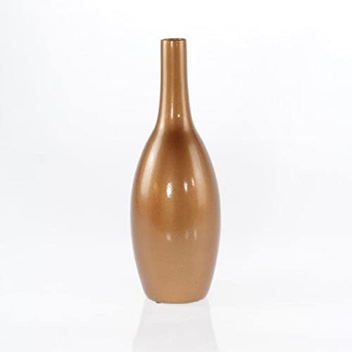 Lifestyle & More Moderne Dekovase Blumenvase Flaschenvase Vase aus Keramik Kupfer Gold 15x42 cm