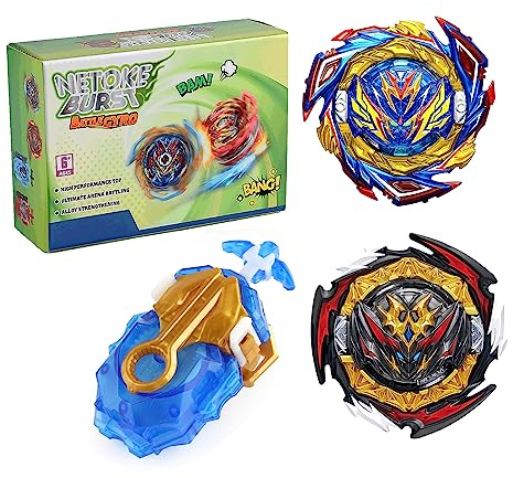 Netoke Gyros Kreisel Set, 4D Metall Fusion Kampf Kreisel, Mit Battling B-184 Launcher LR Geschenk-Set, Modelle: B-180+B-187