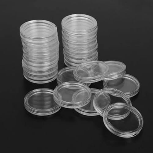 Lot de 100 capsules rondes en plastique pour pièces de monnaie de 23 mm