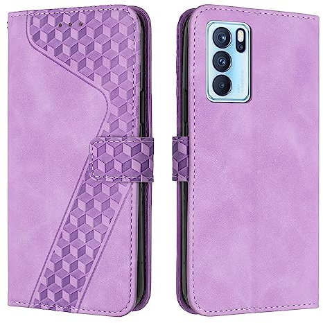 YIRRANZD Custodia per Oppo Reno 6 PRO 5G, Cover a Libro in Pelle PU con Slot Cart e Silicone TPU Bumper, Flip Caso Portafoglio Cover per Oppo Reno 6 PRO 5G (Viola)
