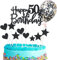Kiwochy Glitzer 50. Geburtstag Cupcake Toppers Happy Birthday Tortendeko Deko Kuchen Schwarz 50 Jahre Mann Frau Kuchendeko