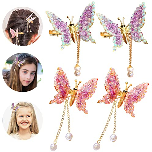 Haarklammer Schmetterling Haarklammern Haarspangen Mädchen Haarnadeln Haarspange Hair Clip Haarreif Braut Damen Daarschmuck Deko, 4 Pack