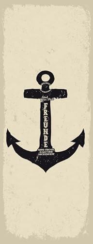 mrdeco Metall Schild 27x10cm gewölbt Freunde Anker Trost Halt Sicherheit Deko Blechschild Tin Sign