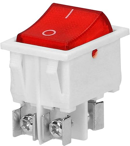 Miratic Interruttore a Bilanciere Retroilluminato Interruttore On Off 230V~ 16A 50Hz (pulsante rosso/alloggiamento bianco)
